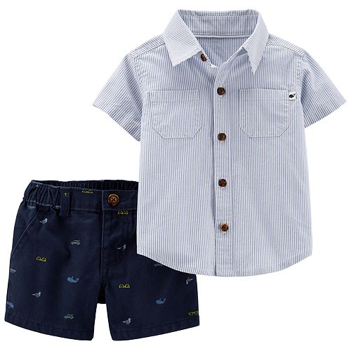 Baby Boy Carter's Striped Shirt & Twill Shorts Set