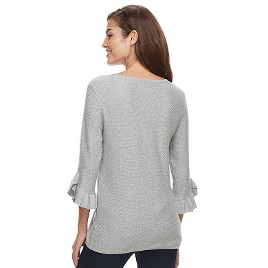 Women's ELLE™ Ruffle Bell-Sleeve Sweater