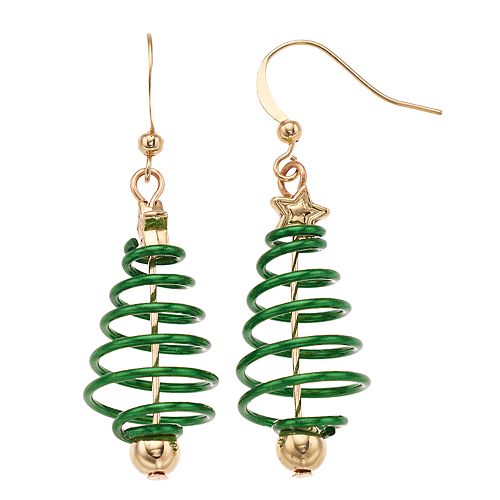 Spiral Christmas Tree Nickel Free Drop Earrings