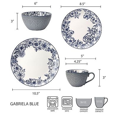 Pfaltzgraff 16-piece Gabriela Blue Dinnerware Set