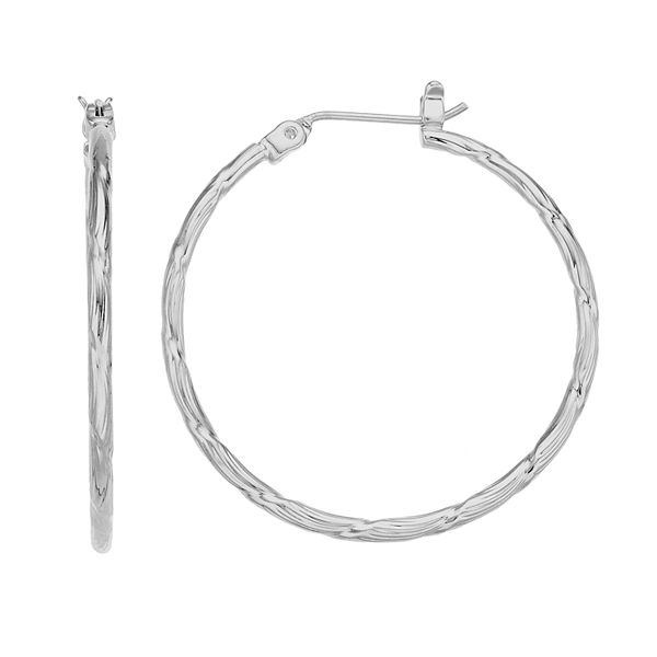 Simply Vera Vera Wang Textured Silver Tone Hoop Earrings