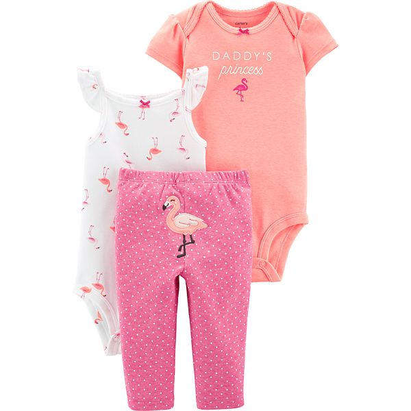 Baby Girl Carter's 3-piece Flamingo Bodysuits & Pants Set