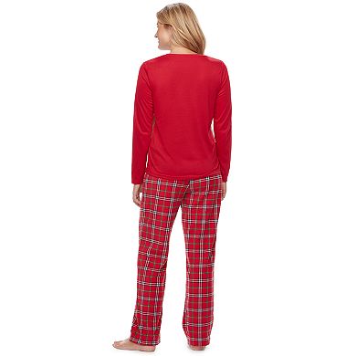 Women's Jammies For Your Families Rudolph the Red-Nosed Reindeer Sleep Top & Plaid Bottoms Pajama Set with Red Nose Accessory