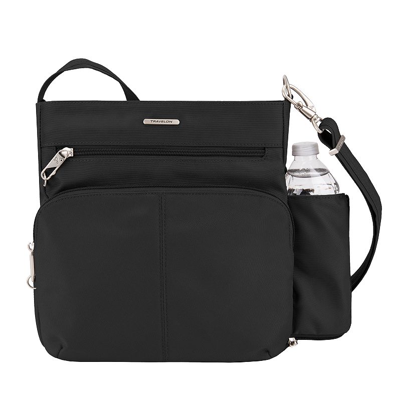 Travelon Anti-Theft Classic Crossbody Bag with Water Bottle Holder, Black