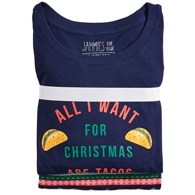 Women's Jammies For Your Families "Guacin' Around the Christmas Tree" Sleep Top & Holiday Taco Party Fairisle Bottoms Pajama Set