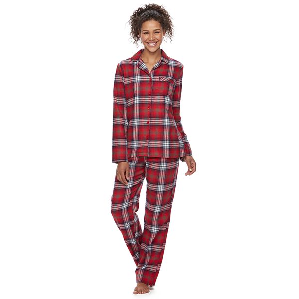 Women's Jammies For Your Families Plaid Flannel Sleep Top & Bottoms Pajama  Set
