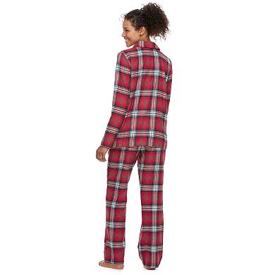Women's Jammies For Your Families Plaid Flannel Sleep Top & Bottoms Pajama Set