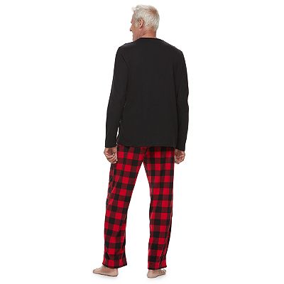 Men s Jammies For Your Families Thanksgiving Team Food Coma Sleep Top Buffalo Checkered Microfleece Bottoms