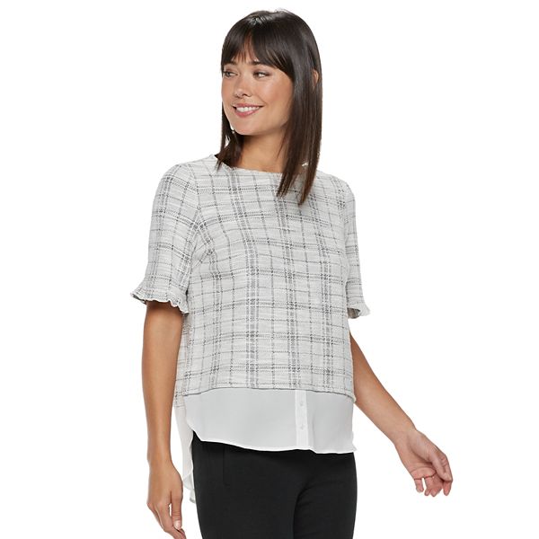 Women's ELLE™ Plaid Mock Layer Top Women's ELLE™ Plaid Mock Layer Top