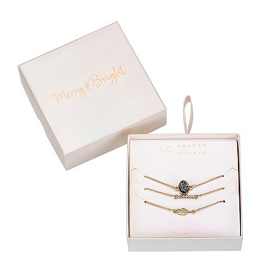 LC Lauren Conrad Druzy, Feather & Pave Bar Bracelet Set
