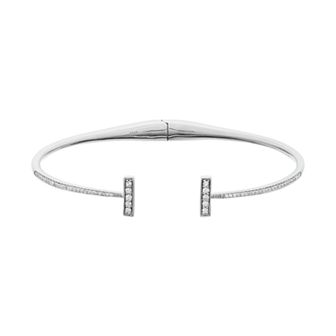 LeRose by Lexi and Rose Sterling Silver 1/3 Carat T.W. Diamond Hinged Bangle Bracelet