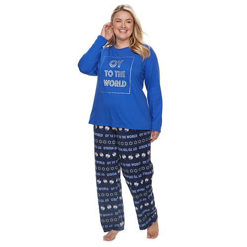 Plus Size Jammies For Your Families Hanukkah "Oy to the World" Sleep