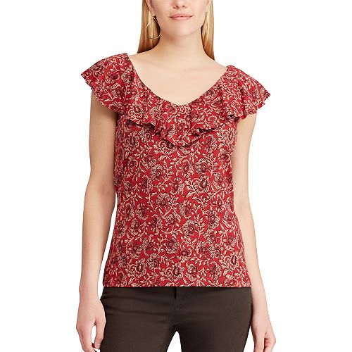 Women's Chaps Print Ruffle Top