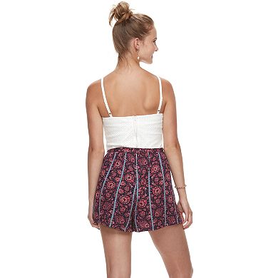 Juniors' Lily Rose Quilted & Floral Romper 