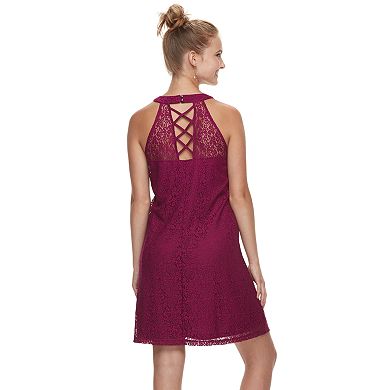 Juniors' Candie's® High Neck Lace Swing Dress