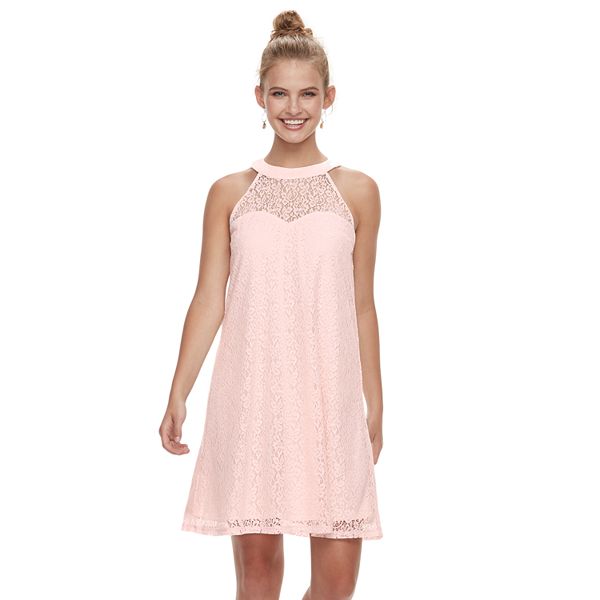 Juniors' Candie's® High Neck Lace Swing Dress