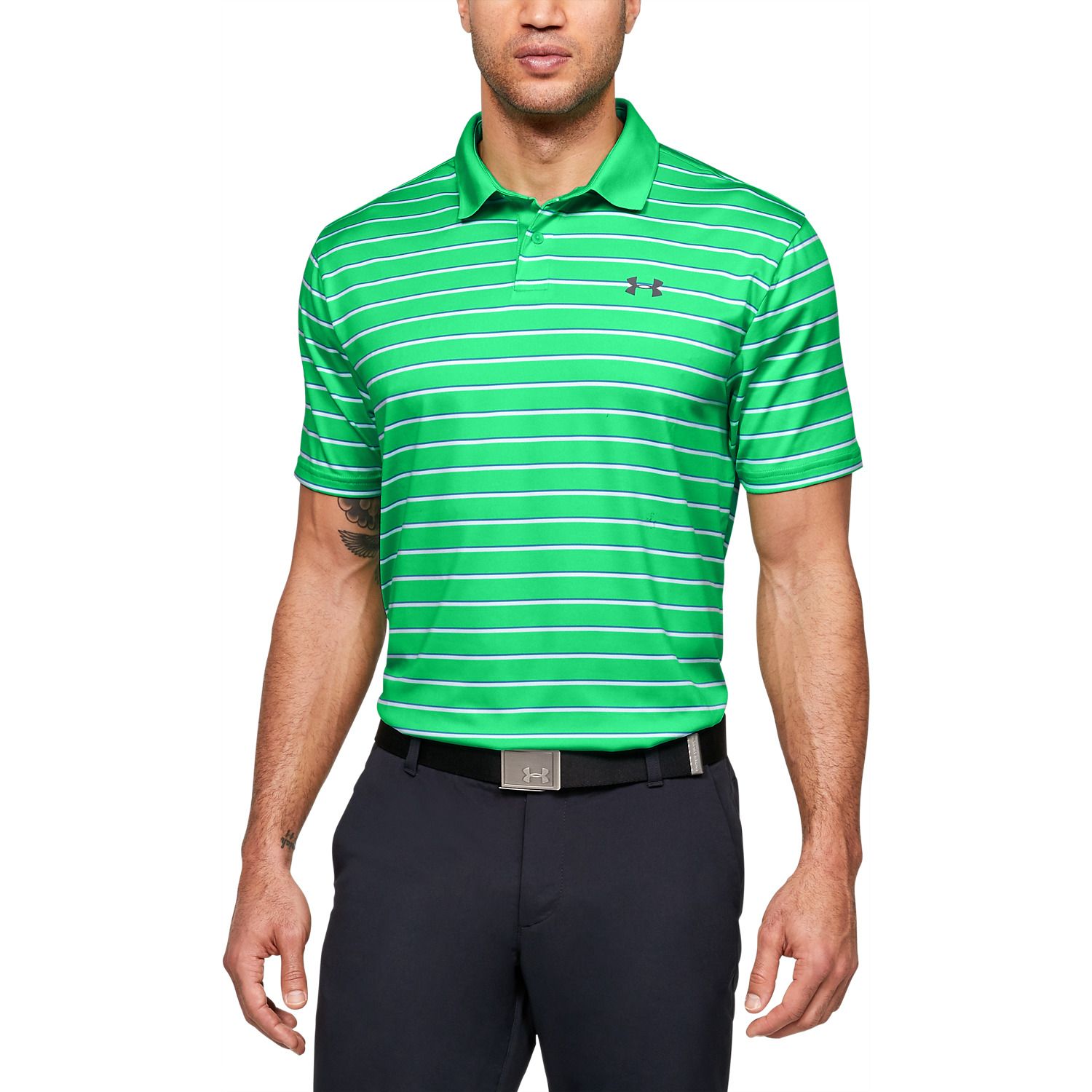 men's under armour striped performance 2.0 golf polo