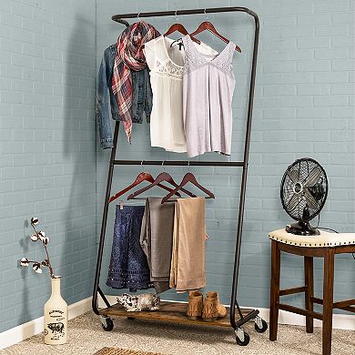 Honey-Can-Do Rustic Z-Frame Double Bar Garment Rack