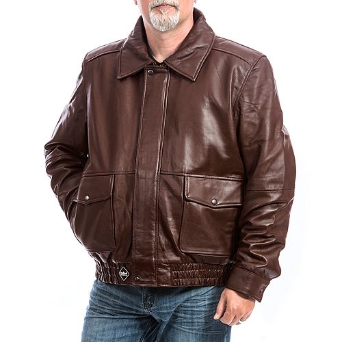 Big & Tall Franchise Club Wings Leather Bomber Jacket