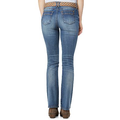 Juniors' WallFlower Mid-Rise Belted Bootcut Jeans