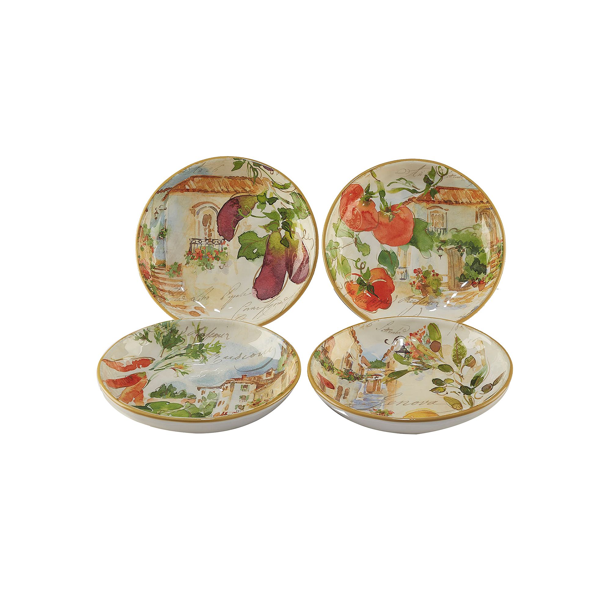 Certified International Piazette 4-piece Soup/Pasta Bowl Set, Multi