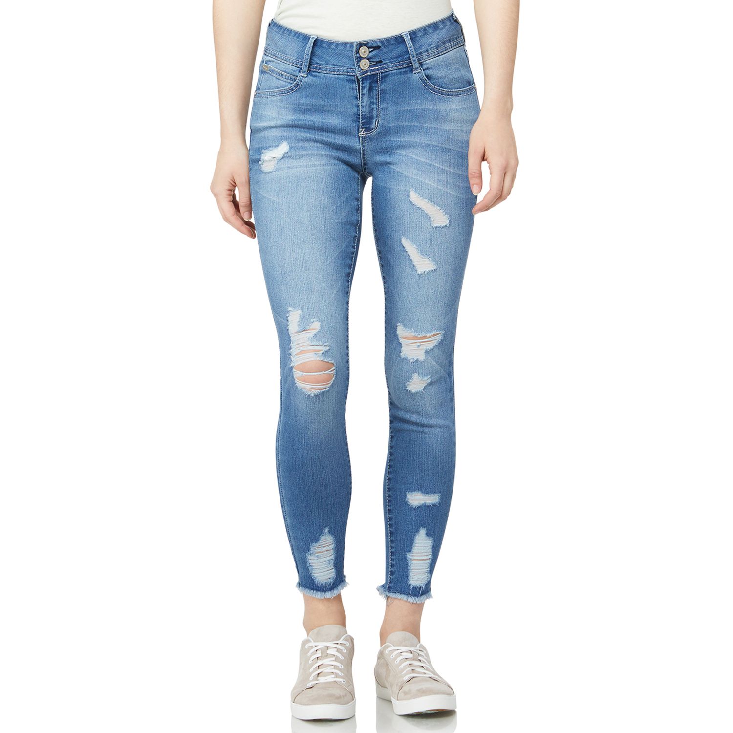 destructed ankle jeans