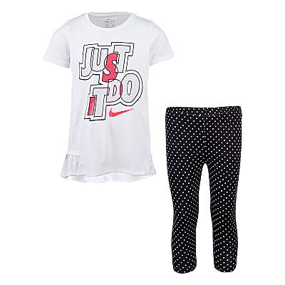 Girls 4 6x Nike Just Do It Ruffled Tunic Polka Dot Leggings Set