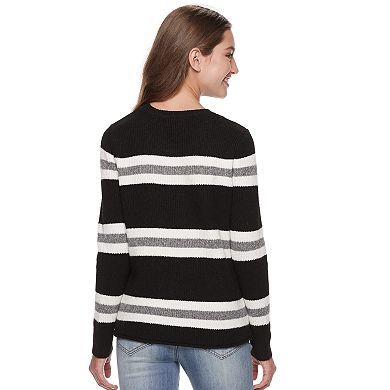 Juniors' Pink Republic Mossy Yarn Stripe Sweater