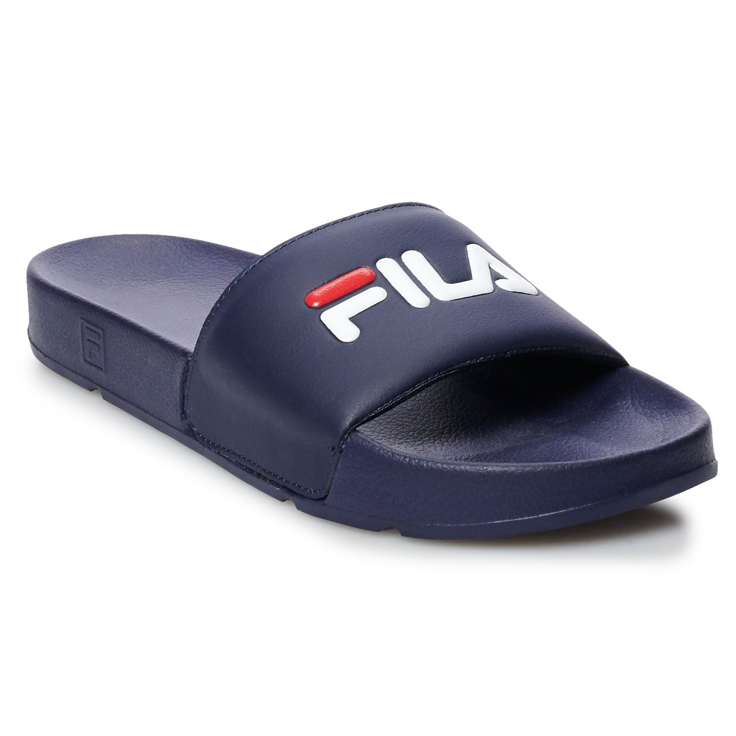 black and white fila slides