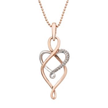 14k Rose Gold Over Silver 1/10 Carat T.W. Diamond Infinity Heart Pendant