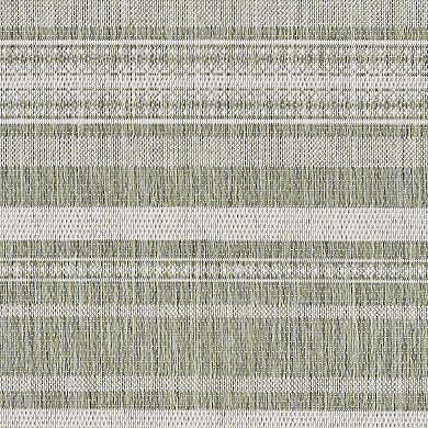 Couristan Recife Gazebo Stripe Sage Leaf-Ivory Indoor/Outdoor Area Rug