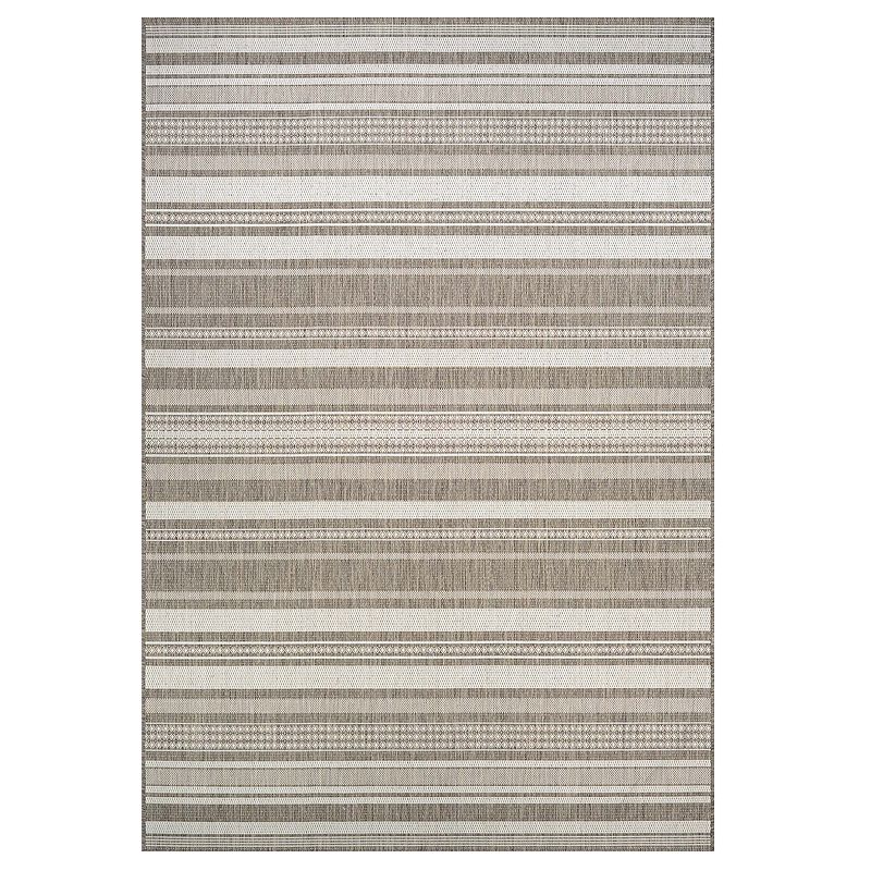 Couristan Recife Gazebo Stripe Indoor Outdoor Rug, Beige Brown, 5X7.5 Ft