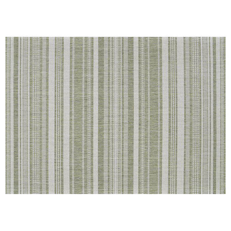 Couristan Recife Gazebo Stripe Indoor Outdoor Rug, Green, 7.5Ft Sq