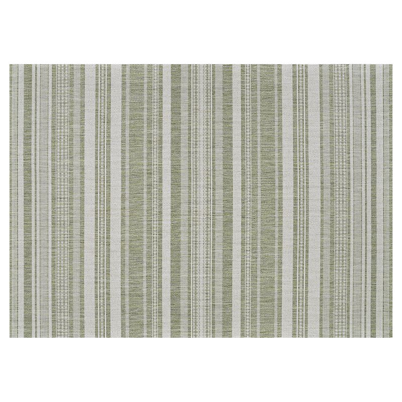 Couristan Recife Gazebo Stripe Indoor Outdoor Rug, Green, 6X9 Ft  Achieve patio perfection with this Couristan Recife Gazebo Stripe indoor and outdoor rug.FEATURES Powerloomed Durable flatwoven fiber-enhanced Courtron pile Indoor & outdoor use UV stabilized Mold & mildew resistant Striped pattern CONSTRUCTION & CARE Polypropylene Pile height: 0.01'' Spot clean Manufacturer's 1-year limited warrantyFor warranty information please click here Imported Attention: All rug sizes are approximate and should measure within 2-6 inches of stated size. Pattern may also vary slightly. This rug does not have a slip-resistant backing. Rug pad recommended to prevent slipping on smooth surfaces. .  Size: 6X9 Ft. Color: Green. Gender: unisex. Age Group: adult.