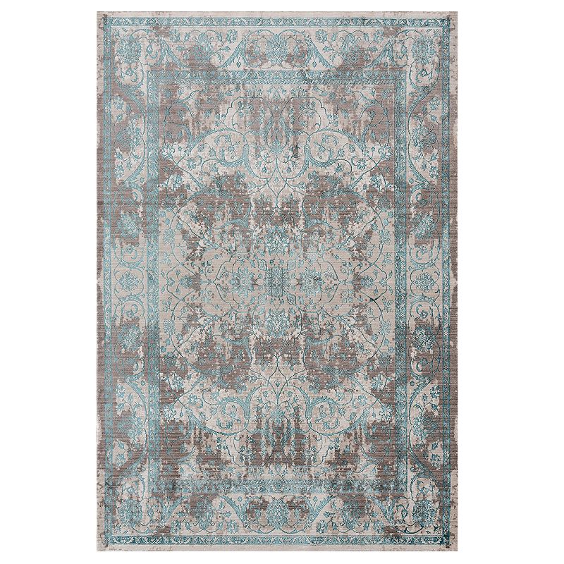 United Weavers Soignee Windsor Framed Floral Rug, Turquoise/Blue, 12.5X15 Ft