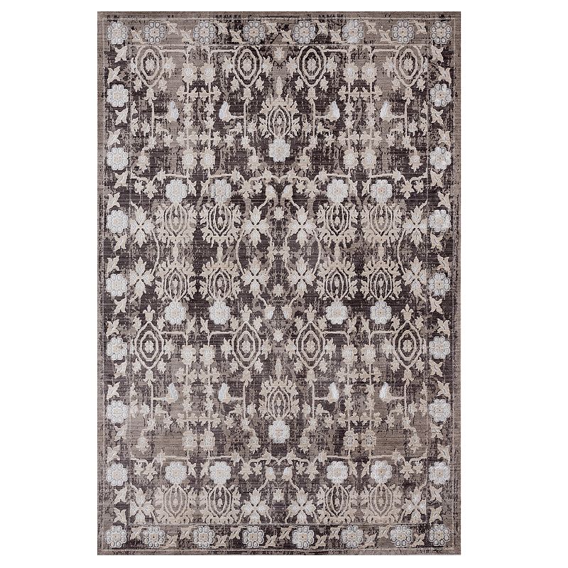 United Weavers Soignee Chester Framed Floral Rug, Brown, 12.5X15 Ft