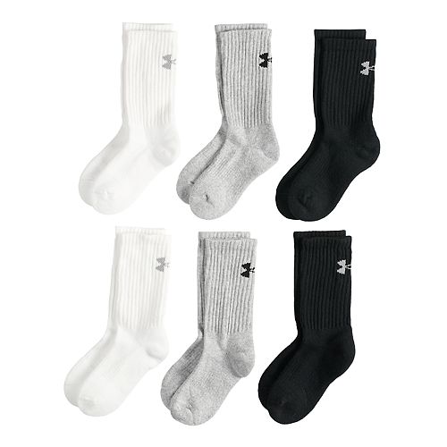 Boys 420 Under Armour 6Pack Charged Cotton Crew Socks