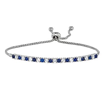 MASTERPIECE Womens Unbranded SS LC BLUE & WHITE SAPPHIRE BOLO BRACELET