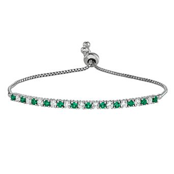 MASTERPIECE Womens Unbranded SS LC EMERALD & LC WHITE SAPP BOLO BRACELET