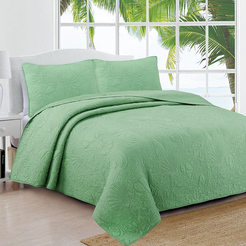 Estate Collection Seaside Quilt Set, Green, Full/Queen