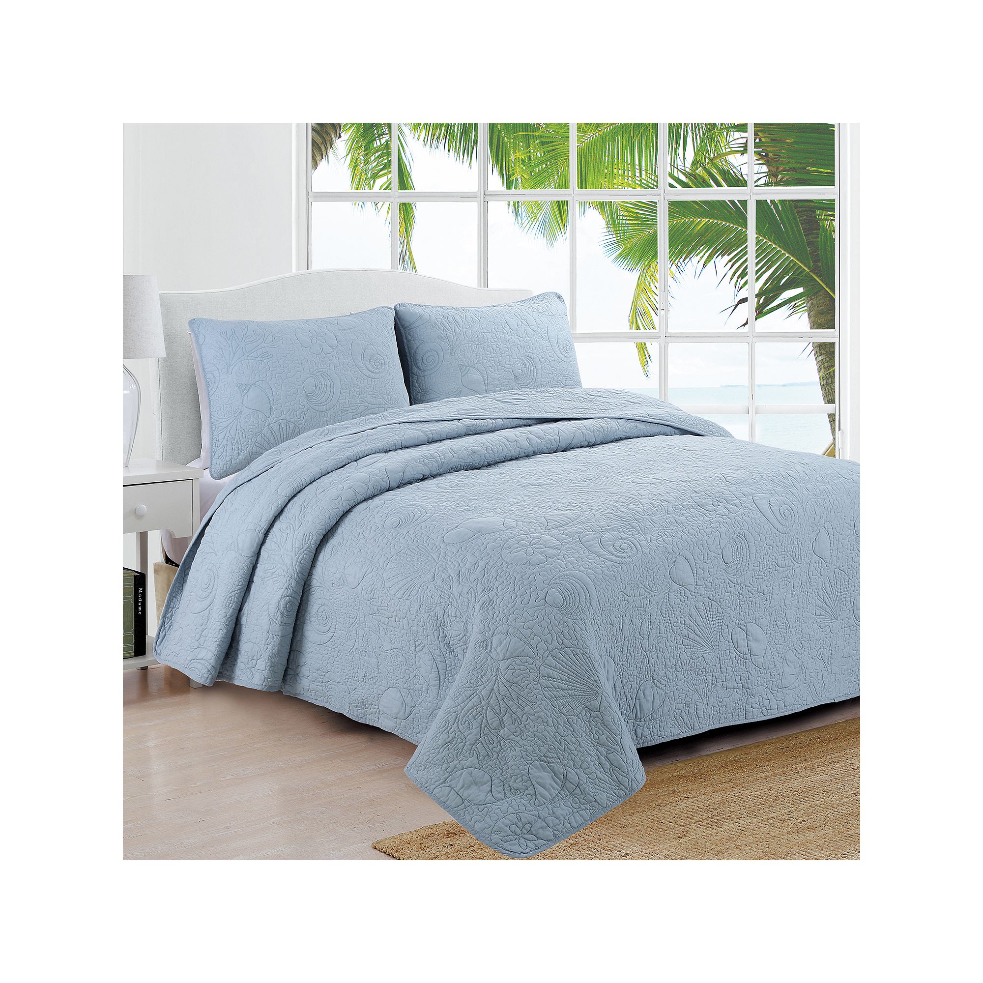 Estate Collection Seaside Quilt Set, Dusty Blue