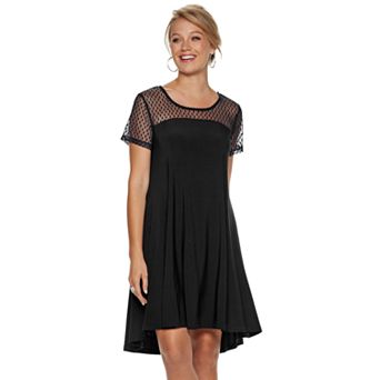 Women's Nina Leonard Sheer Dot Mesh Swing Dress