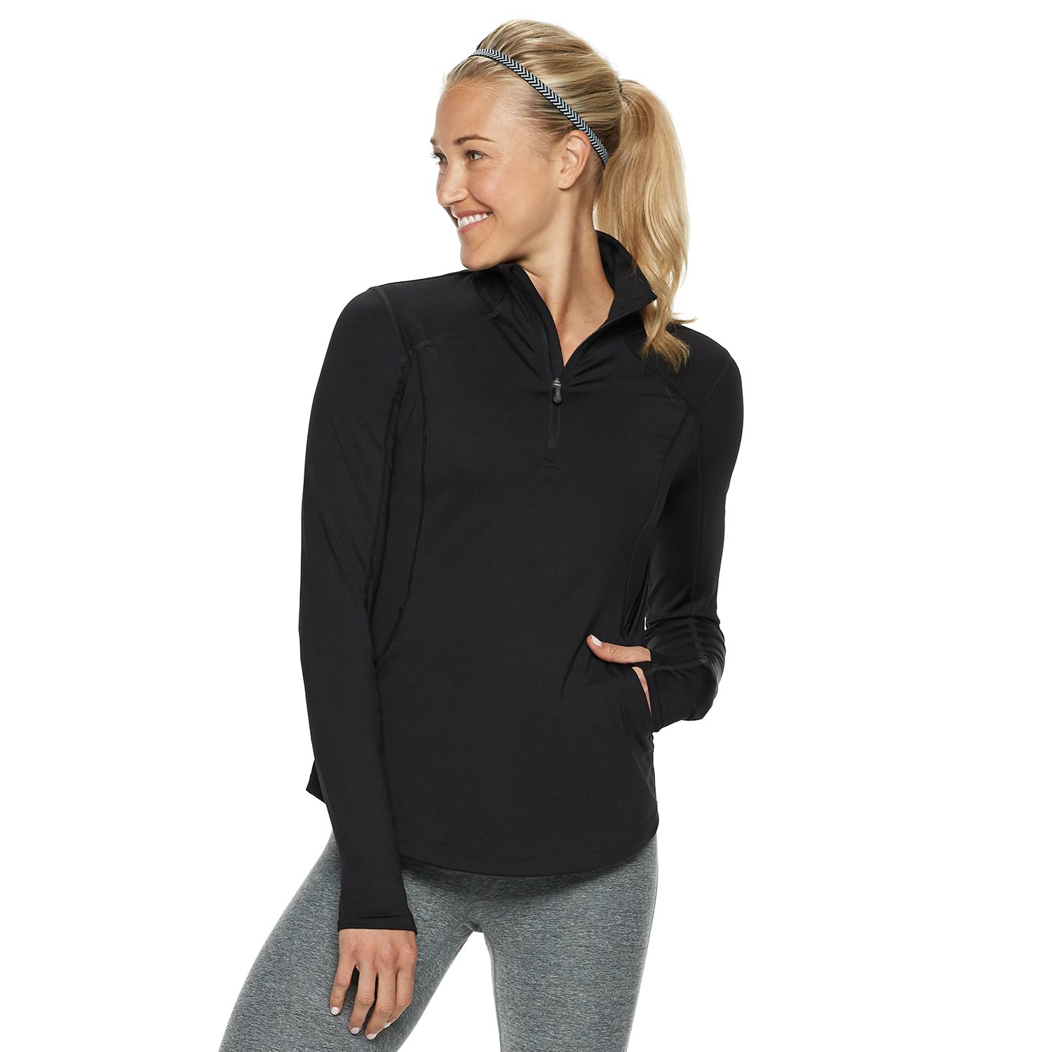 women's tek gear crewneck thumb hole sweatshirt