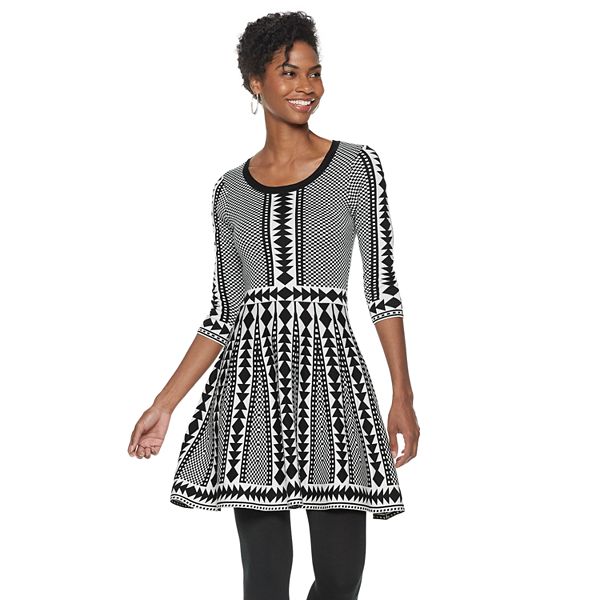 Nina Leonard Long Sleeve Knit Twofer Dress