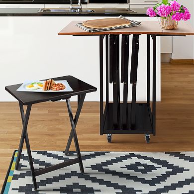 Casual Home Drop Leaf Table & Tray Table 5-piece Set
