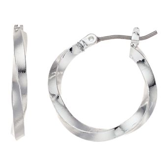 Napier Silver Tone Crisscross Hoop Earrings