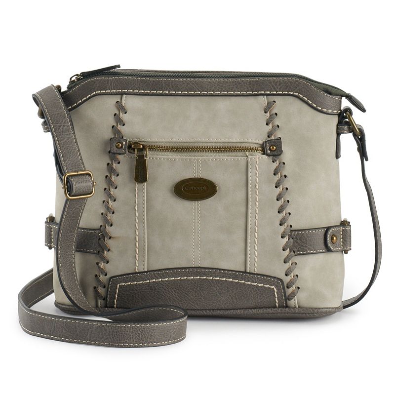 Concept Oakley Whipstitch Crossbody Bag, Light Grey