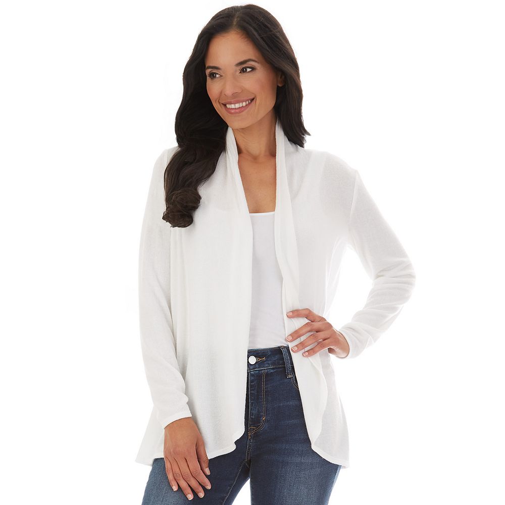L’AUBE BLANC Cache-coeurDrapeJerseyDress Women's Apt. 9® Ruched Sleeve Open-Front Cardigan