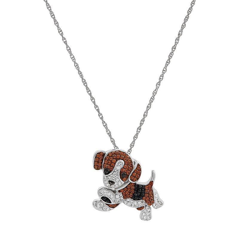 Artistique Sterling Silver Crystal Puppy Pendant Necklace, Womens, Size: 