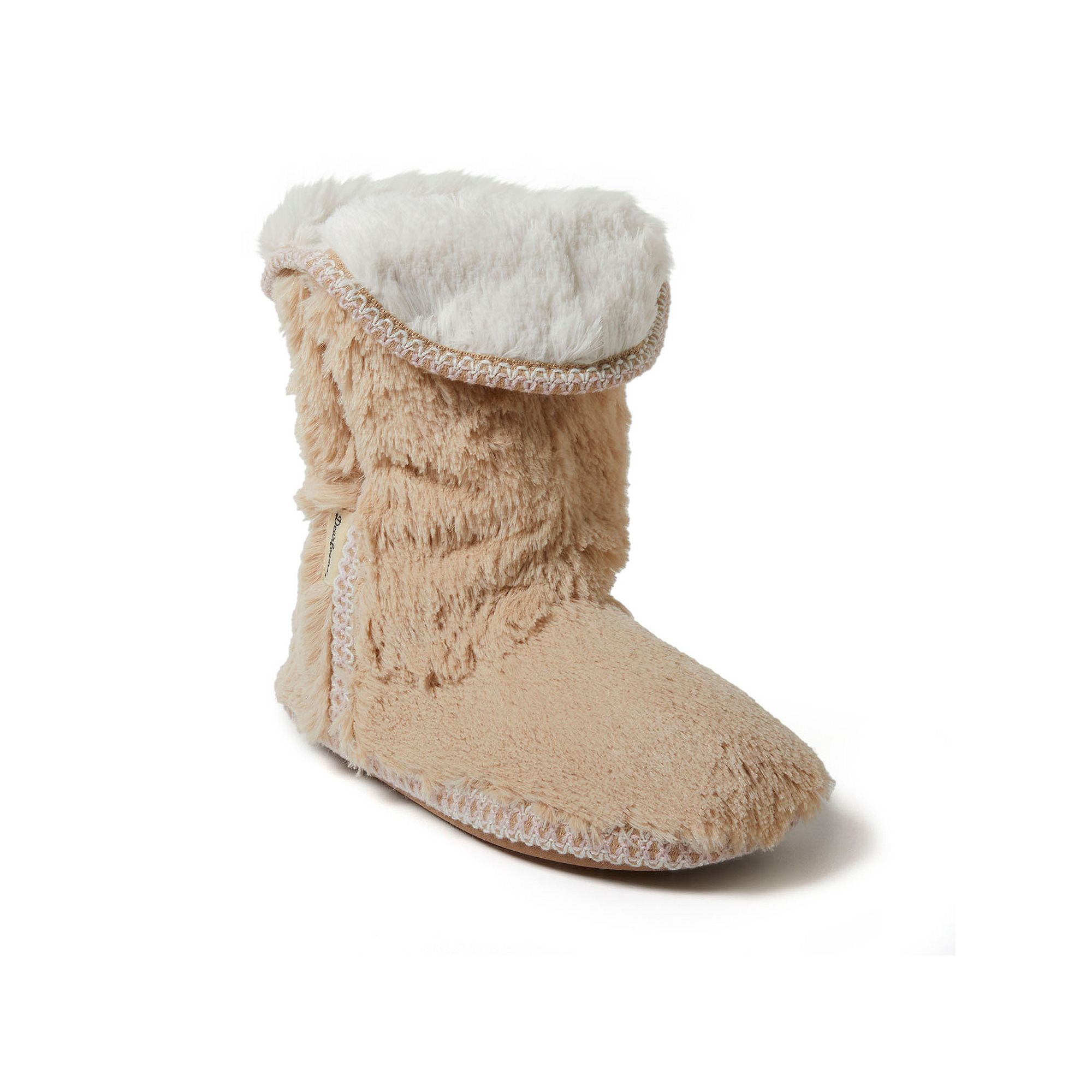 Dearfoams Faux Fur Fold-Down Womens Slippers, Size: Medium, Latte